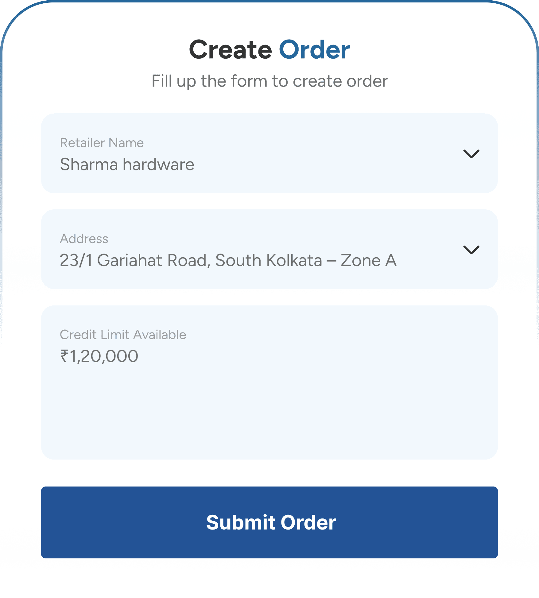 Create Order Form